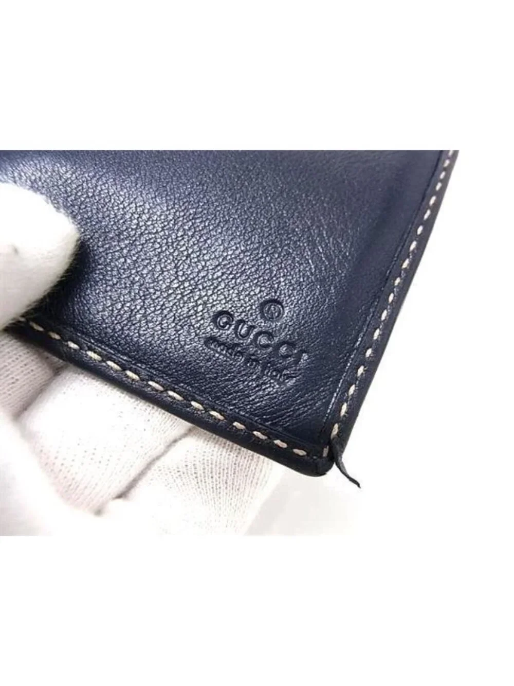 Gucci Wallet GG Supreme Brown Navy Leather Bifold - Picture 6 of 6